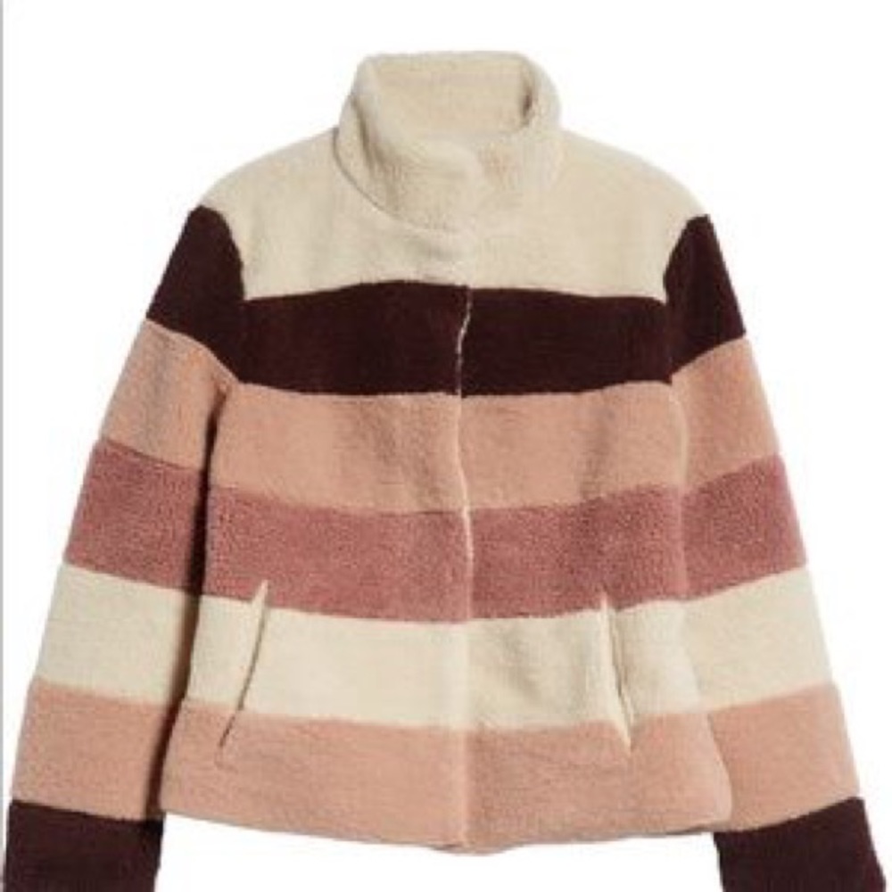 BP Striped Sherpa Jacket - Pink Tones